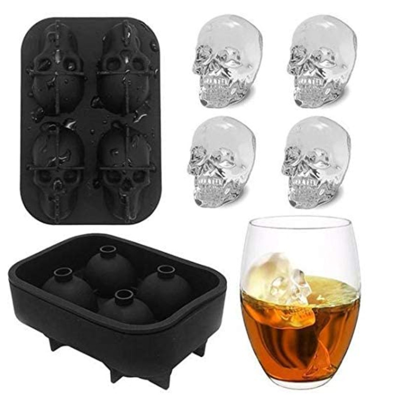 Title 5, Skull Ice Tray Mold Silicone Ice Box Ice Cube M...