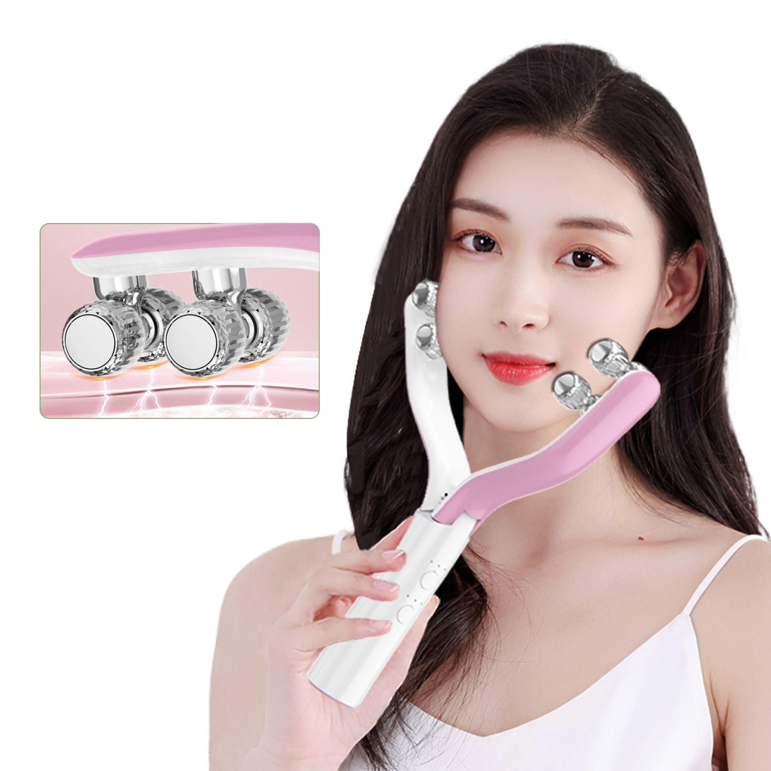 Popular Style Microcurrent Face Massager V Shape Face Lift Care Anti Wrinkles Cheeks And Chin Face Slimming Y Shape Roller