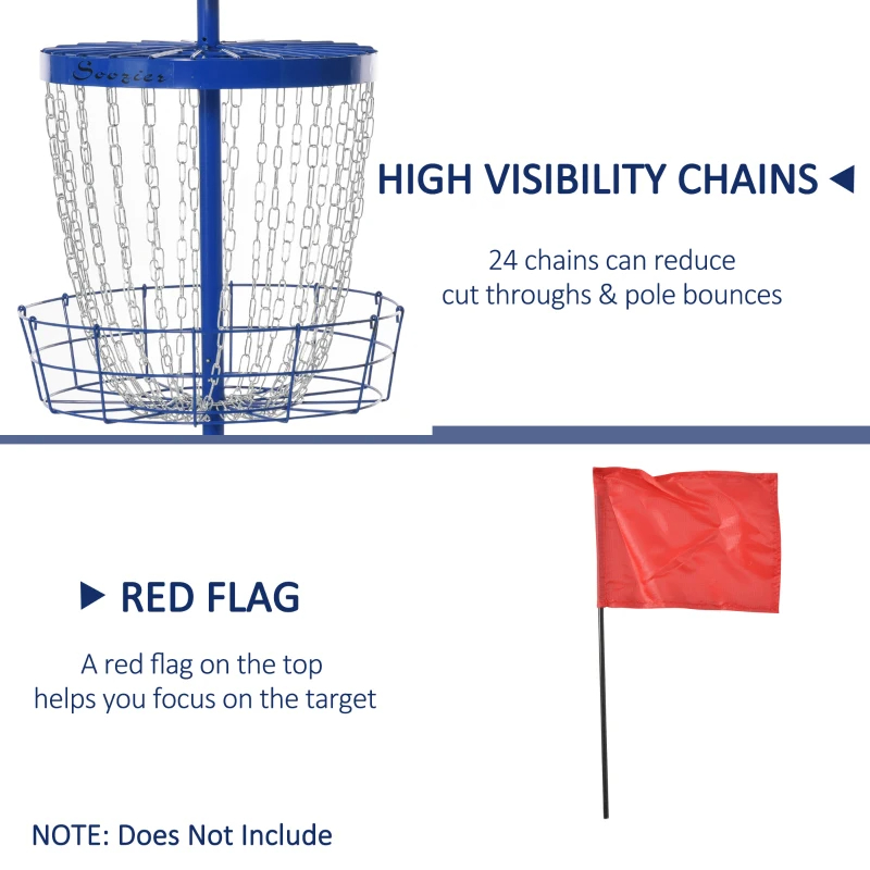 Soozier Portable Disc Golf Basket Target With 24-Chain, Travel Bag, Dark Blue