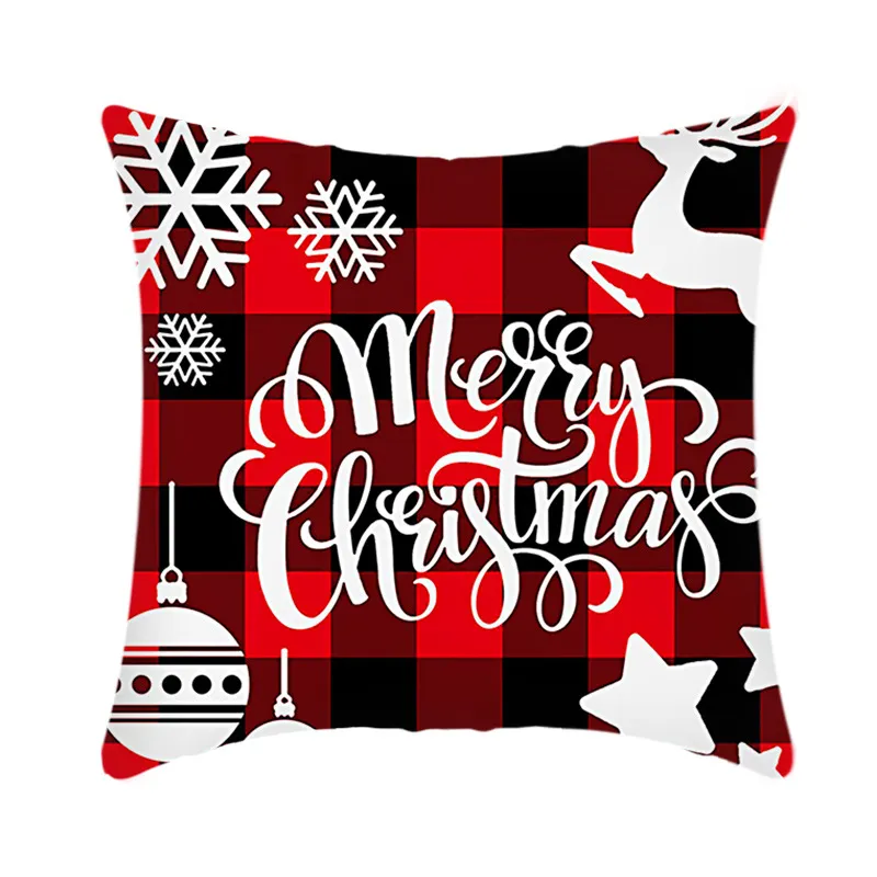 Merry Christmas Cushion Cover 45cm Elk Santa Claus Short Plush Sofa Pillow Cover Home Decor Pillowcase Christmas Decoration – image 9