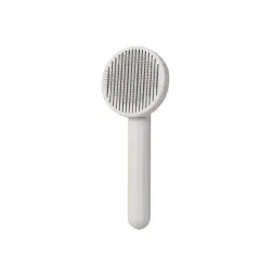 Pet Cat Dog Button Self-cleaning Comb - Grey - View 1