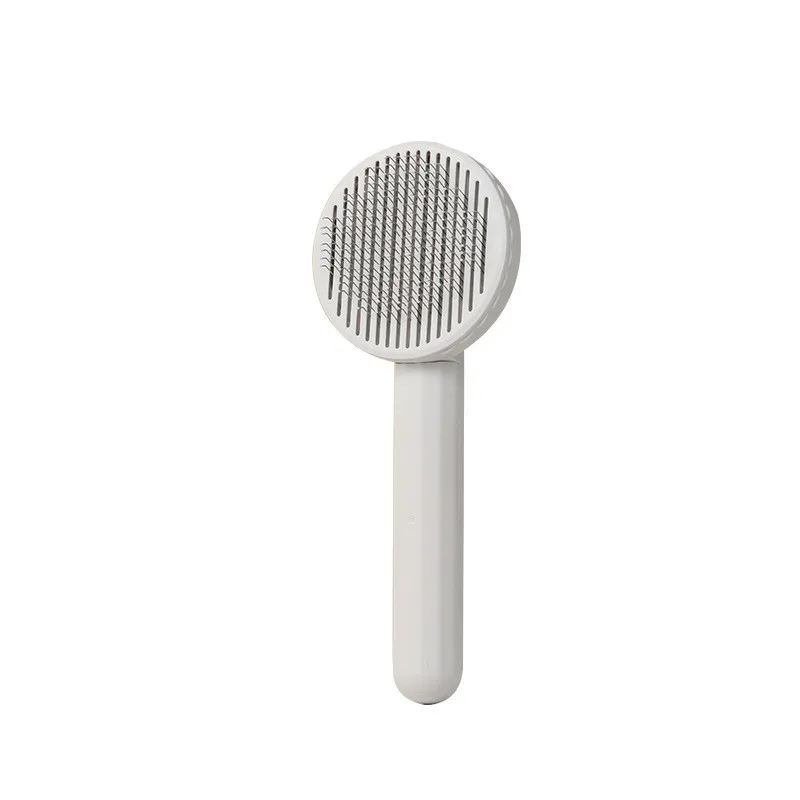 Pet Cat Dog Button Self-cleaning Comb - Gray