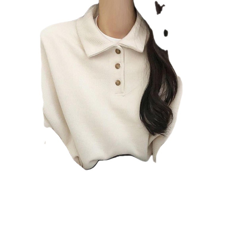 Women's American Style Retro Polo Collar Sweater