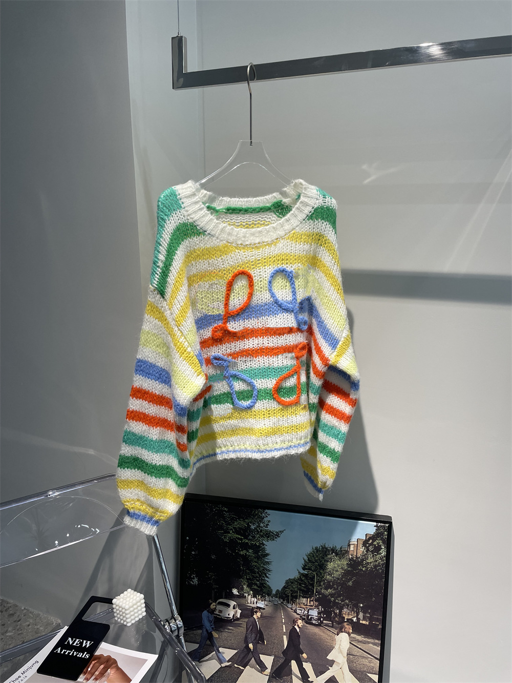 New Colorful Striped Sweet Loose Temperament Letter Sweater