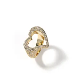 Fashion Personality Hollow Heart Zircon Ring - Gold - View 1