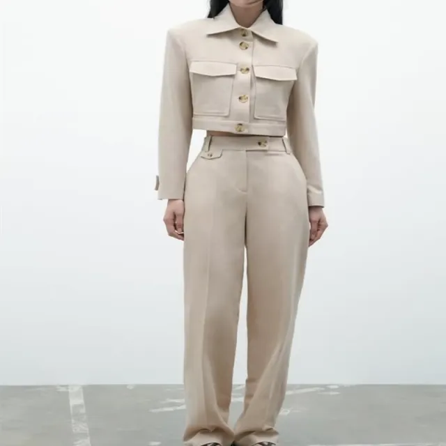 Spring Vacation Style Short Women's Suit Jacket Straight leg Pants Set Xs - Shop at LoveMi
