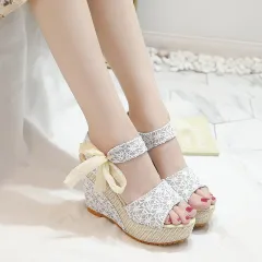 Women's Fashion Wedge Fish Mouth Sandals - Silver - View 1