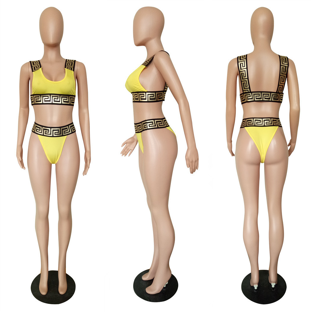 Women’s European And American Print Bikini Two Piece Set