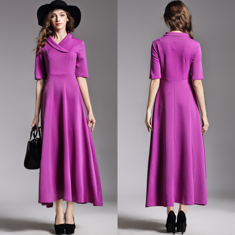 Suit-Collar Knitted Dress