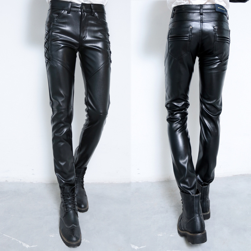 Title 9, Thickened Leather Pants For Men Slim Pants With...