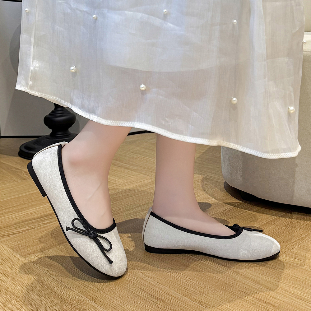 Faux Suede Bow Ballet Flats, picture 2 of 4
