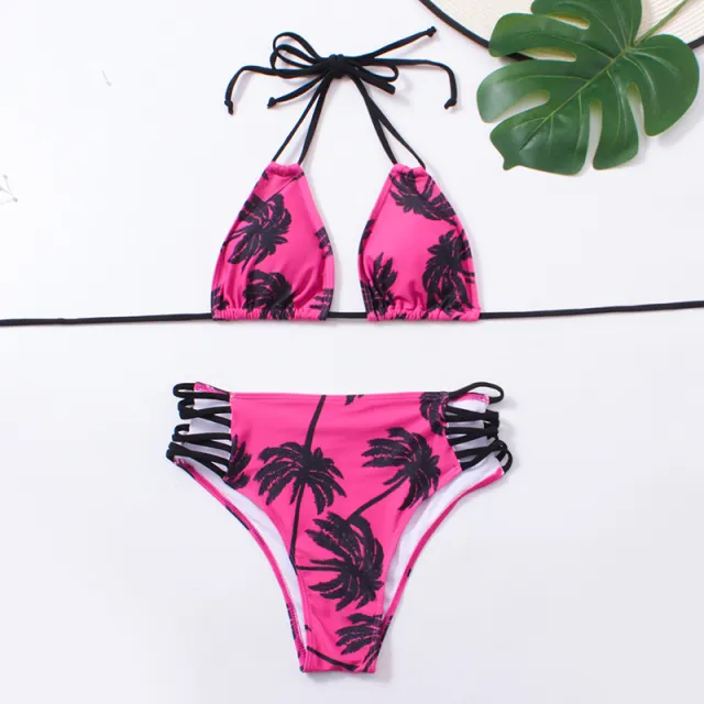 Coconut Tree Bandage Test Split Bikini Pink - Shop at LoveMi