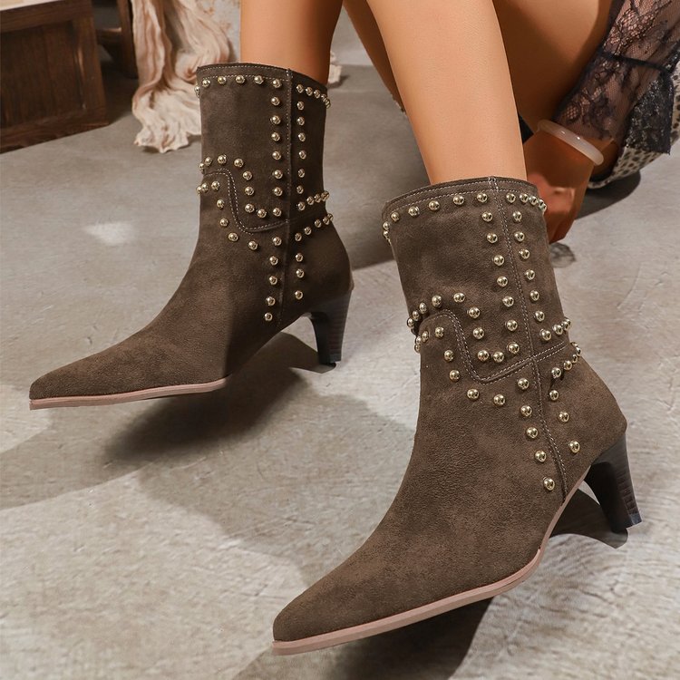 Suede Pointed Toe Ankle Boots