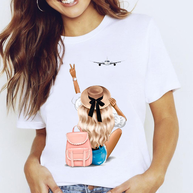 Title 3, Travel Vacation Girl Fashion Girl Print T-shirt...