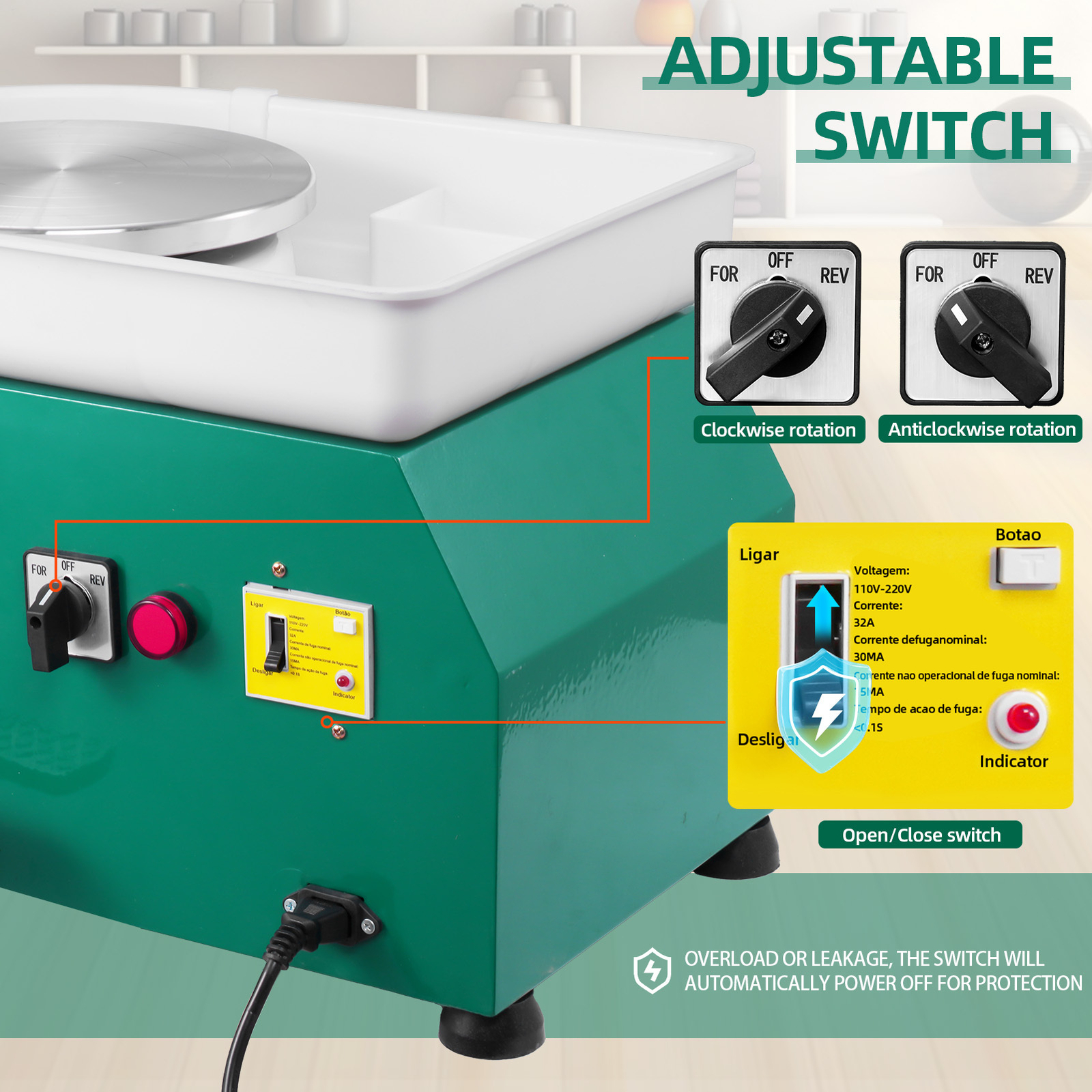 350W Electric Pottery Wheel Turntable Ceramic Forming