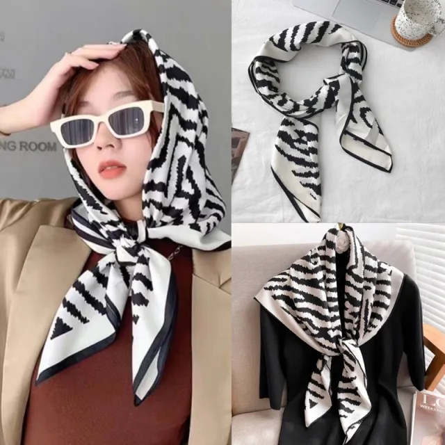 Women's Silk Scarf Strap Retro Tube Top Sun Protection Black And White Zebra - Shop at LoveMi