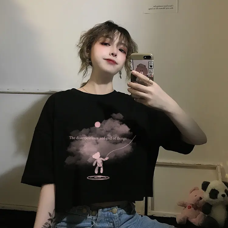Popular Loose Black Chic Design Hot Girl Blouse Niche