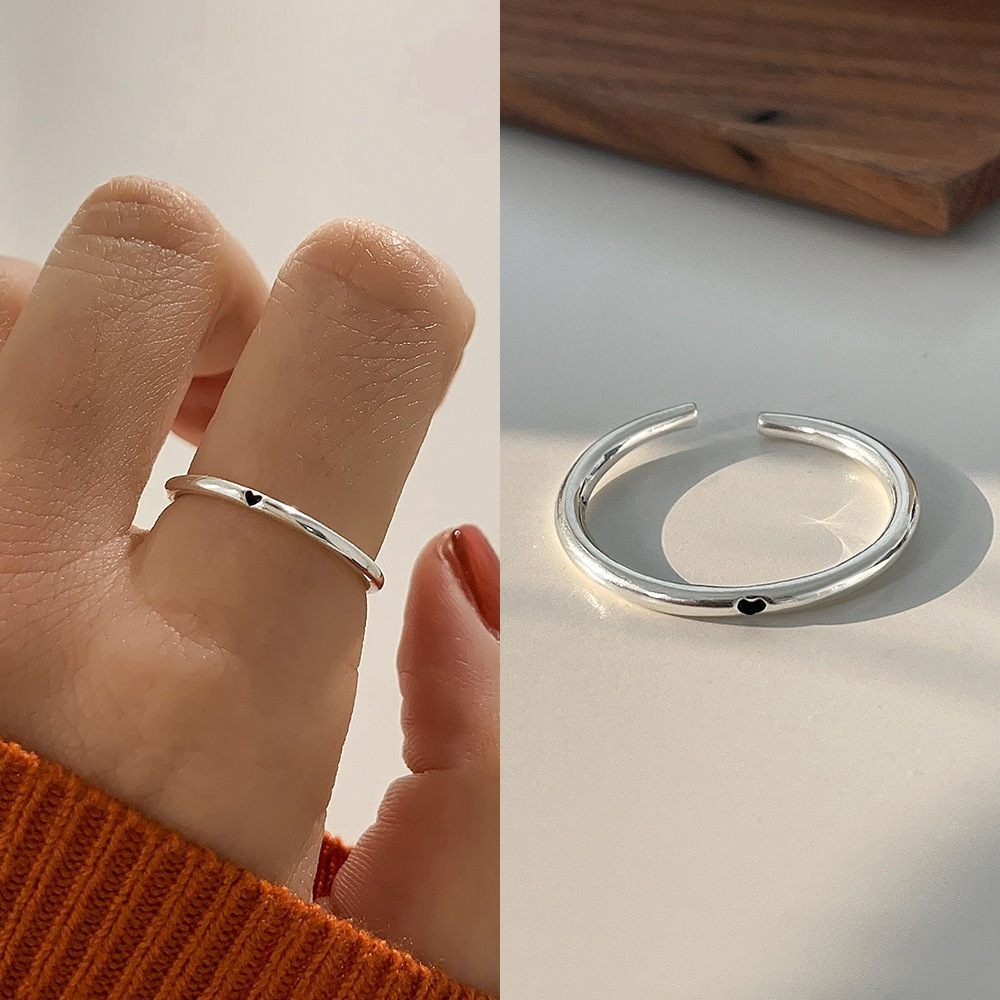 Light Luxury 925 Sterling Silver Plain Band Zircon Ring, Ladies Niche Heavy Craft Stackable Ring, Tarnish Resistant Wholesale 3