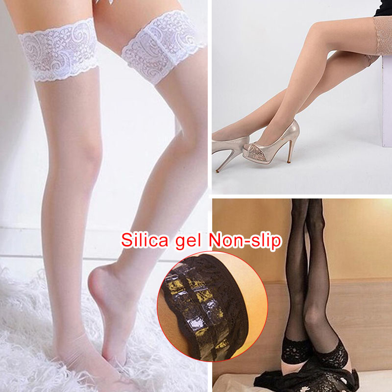 Lace Topped Thigh High Sheer Stockings Ladies Sexy Women Hold Ups — image 2