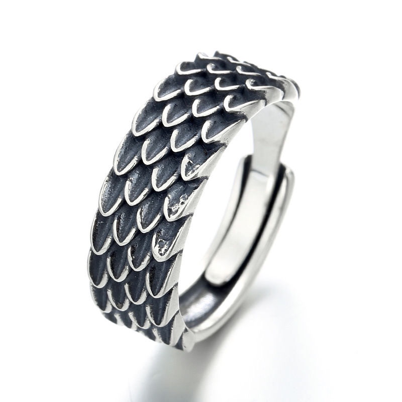 Vintage Dragon Scale Sterling Silver Statement Ring