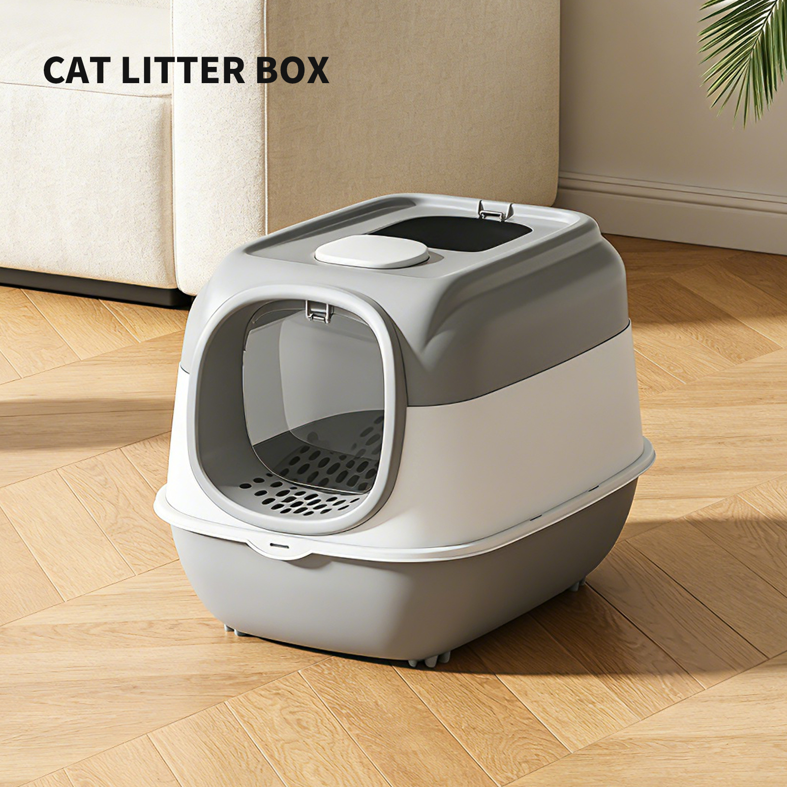 Spaceship Top Entry Fully Enclosed Cat Litter Box, With Free Litter Mat, Anti-Splash & Odor Locking, For Large Cats & Multi-Cat Households