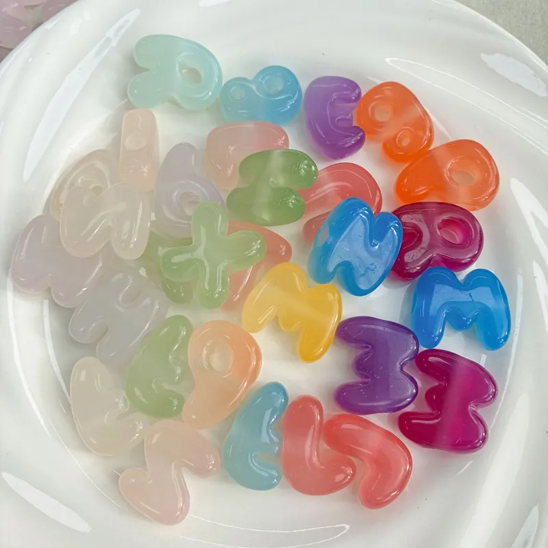 Sunlight Color-Changing Acrylic Letter Beads, Photochromic Chunky
