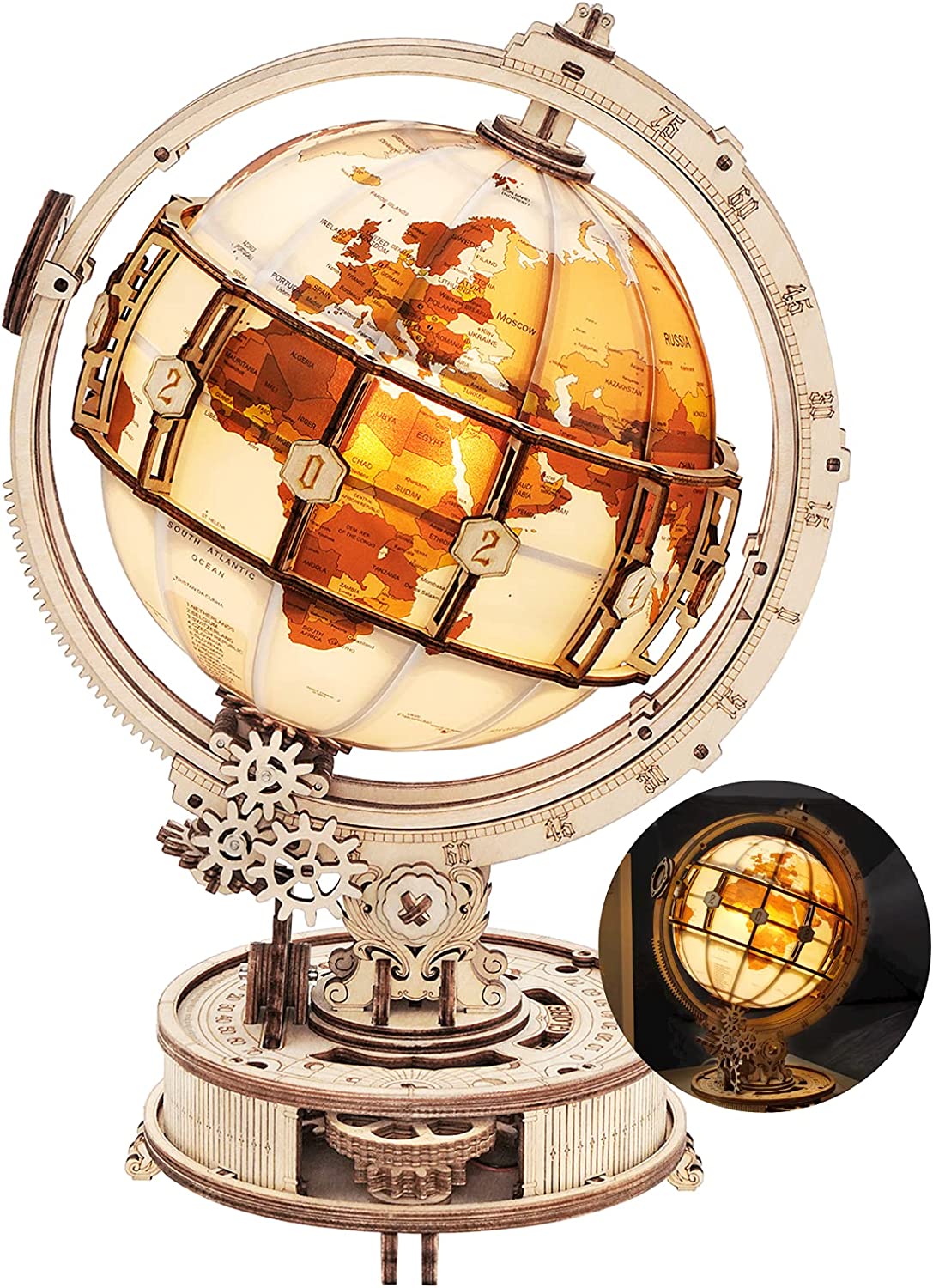 Rokr Luminous Globe 3D Wooden Hot Selling 180PCS Model Building Block Kits Toy - Image of the product