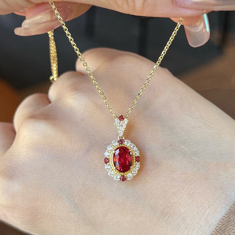 Blood Ruby Pendant Luxury Red Corundum Necklace