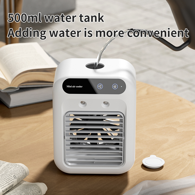 Portable Air Cooler With Mist  Small Desktop Air Conditioner Fan, 3 In 1 Humidifying Cooling Fan For Home, Dorm And Office, Mobile Evaporative Cooler With Water Spray