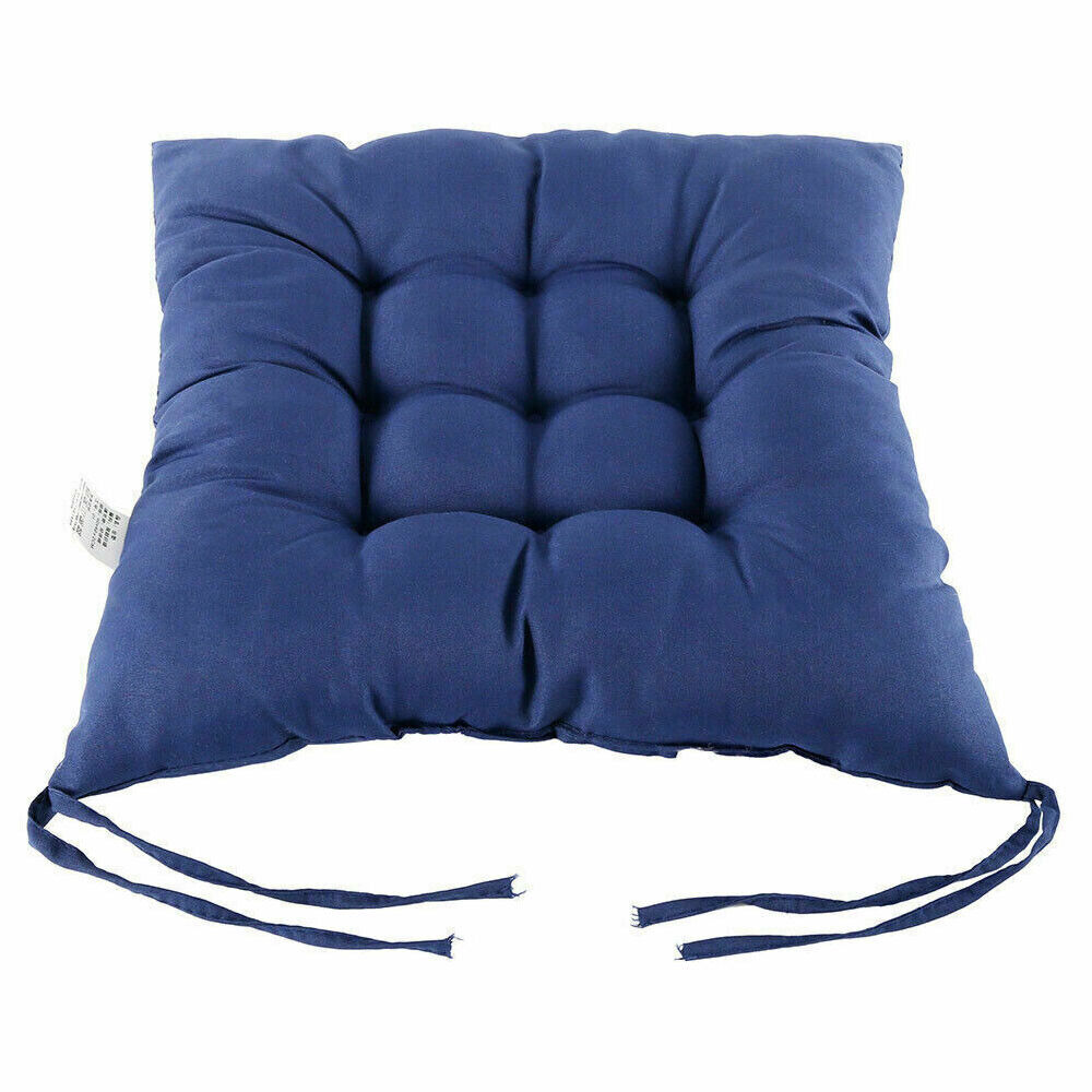 4 Pack Seat Pad Dining Room Garden Kitchen Chair Cushions Tie On Plain UK — image 3