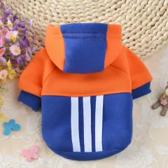Pet Clothes Dog Clothes Fashion Fleece Hooded Contrast Sweater - Blue - View 1