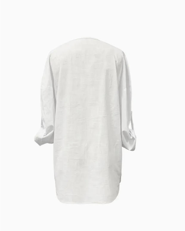Cross-Border Women'S Fashion Casual Solid Color Comfortable Pocket Pullover Long Top With Slight Transparency.