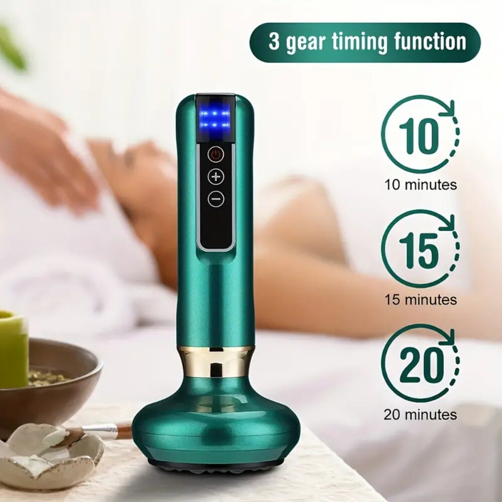 12 Levels Electric Cupping Massager Vacuum Suction GuaSha Anti Cellulite Beauty  Green