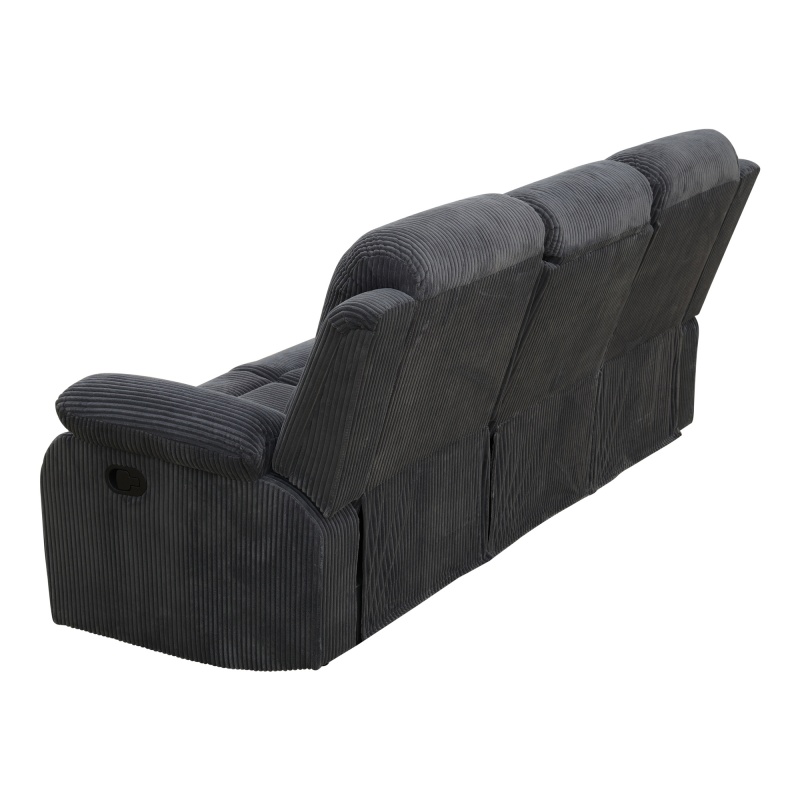 Pickup Only--Dark Grey Corduroy 3-Piece Living Room Recliner Sofa