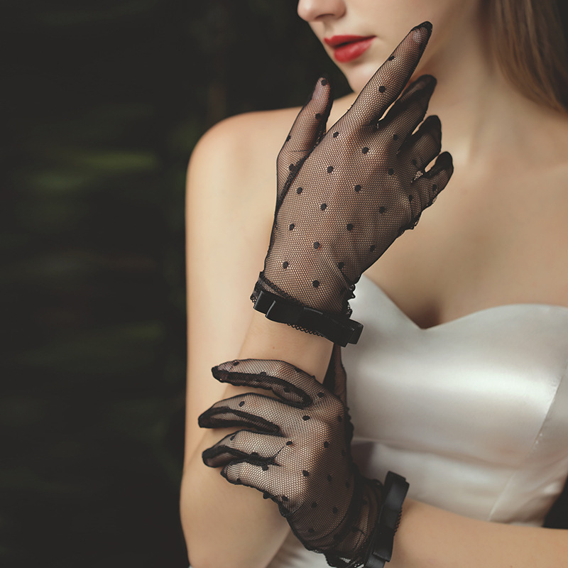 Title 5, Bridal Wedding Dress Gloves Stretch Satin Black...