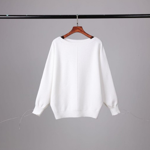Sweater Knit Sweater One-neck Bat Sleeves Loose Korean