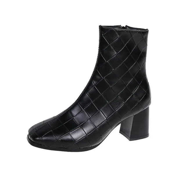 New British Style Foreign Trade Plus Size Fashion Short Boots Thick Heel Fashion Boots Black - Shop at LoveMi