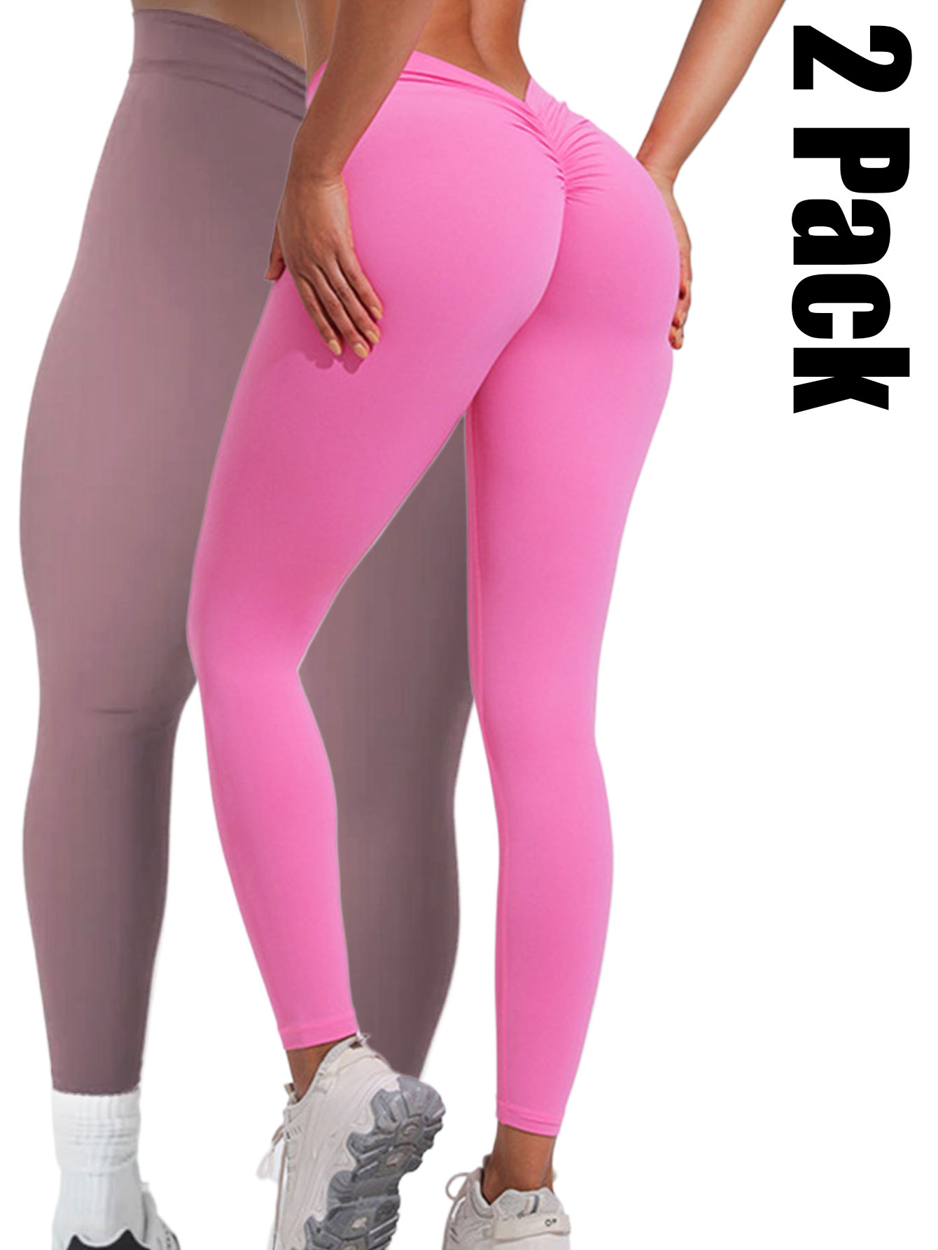 2 Pack High Waisted Leggings For Women-Soft Athletic Tummy Control Pants For Run - Picture 9 of 10