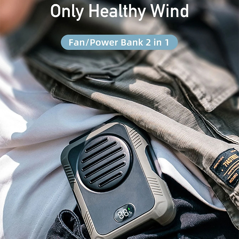 Leaf Less Waist Hanging Fan For Outdoor Sports Large Capacity Battery USB Charging  Portable High Wind Hanging Neck Fan — foto 7
