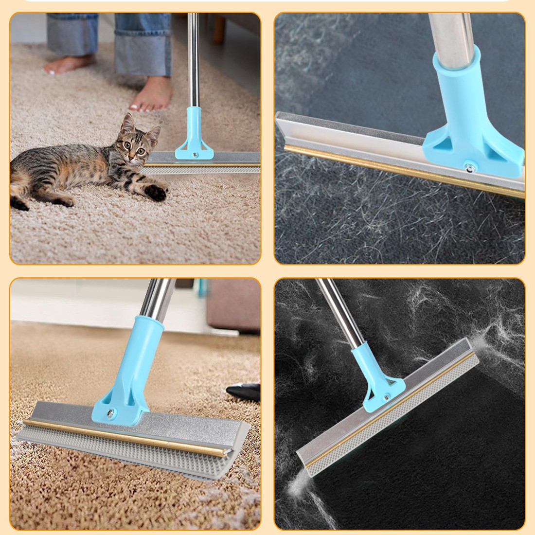 Rubber Broom Pet Hair Brush Set Carpet Cleaner Dog Remover — image 5