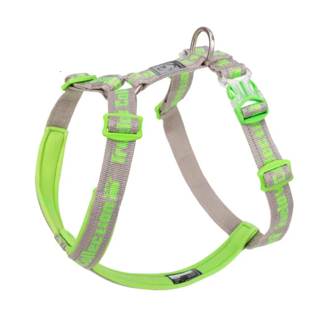 Dog Harness Reflective No Pull Tactical Military Training Design Neoprene Padded Comfort Mesh Adjustable Grey Green - Shop at LoveMi