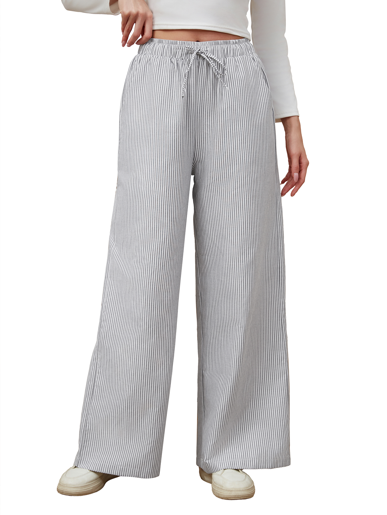 Women's Fashionable Wide Leg Pants White - Shop at LoveMi