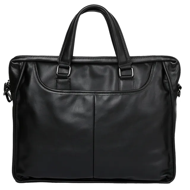 Men's Portable Leather Leisure Briefcase Black - Shop at LoveMi