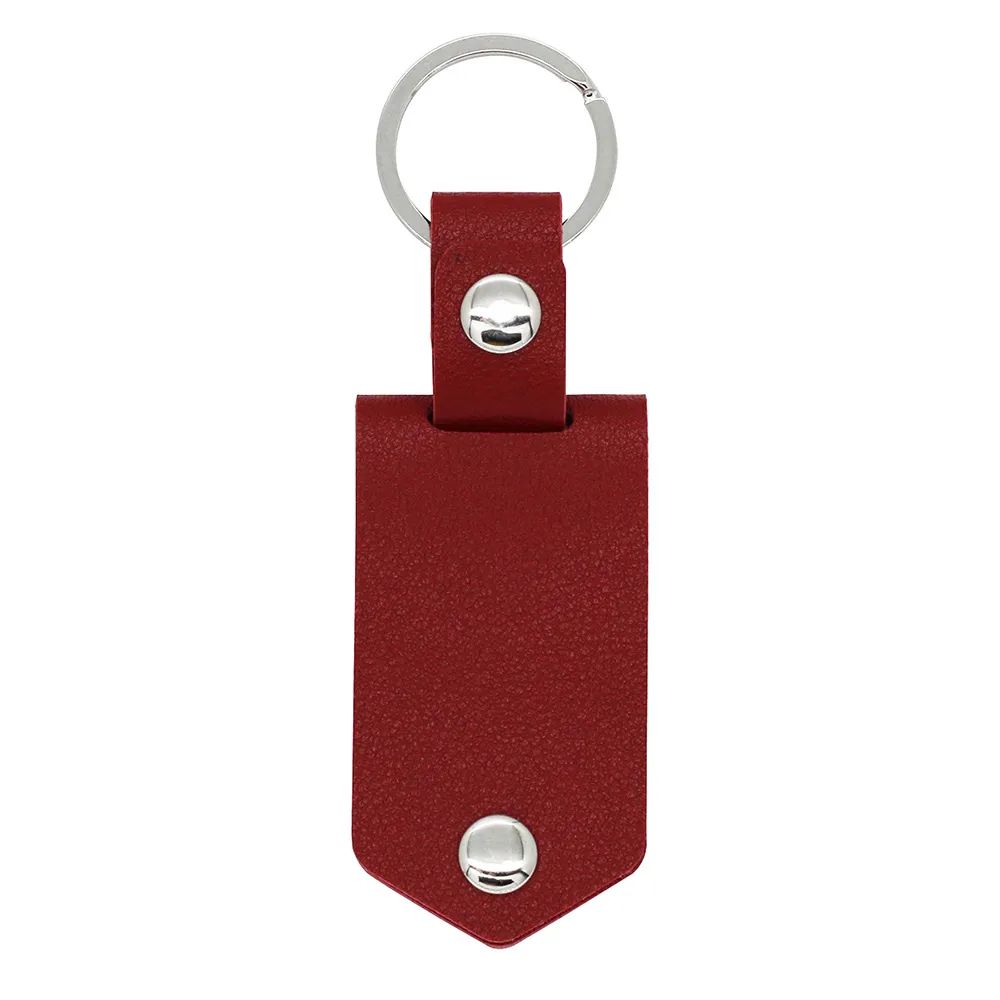Leather Photo UV Colour Printed Keychain - Wine Red