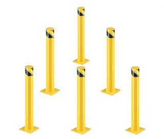 Safety Bollards, Steel Bollard Post, Yellow Powder Coated Safety Parking Barrier Post For High Traffic Areas