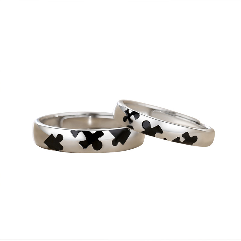 Title 2, 925 Sterling Silver Puzzle Couple Ring Design