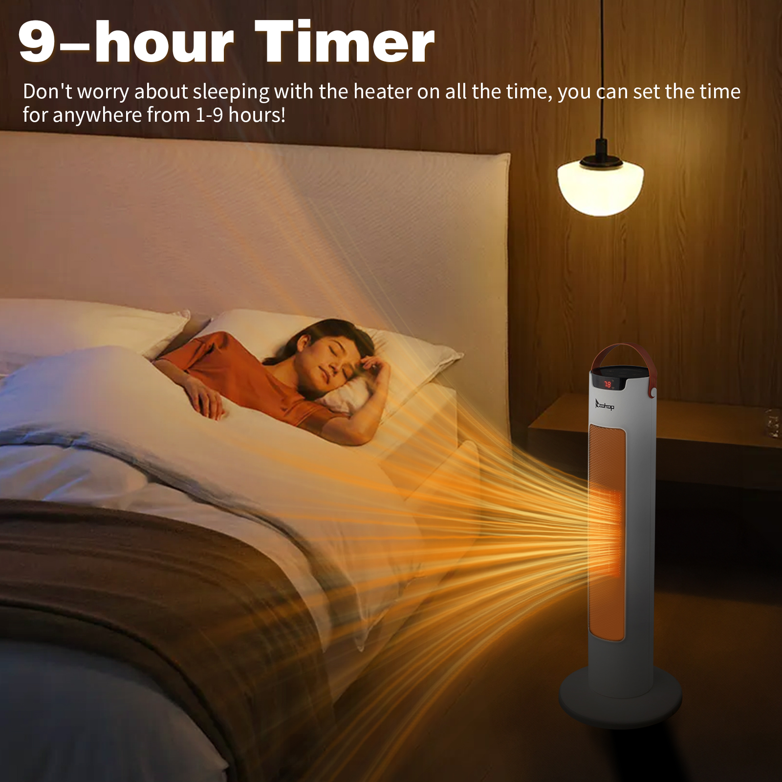 24Inch Tower Space Heater, 1500W Smart Electric Heater With Thermostat, WiFi APP & Remote Control, 60 Degrees Oscillation, 9H Timer, For Indoor Bedroom Office Home, White