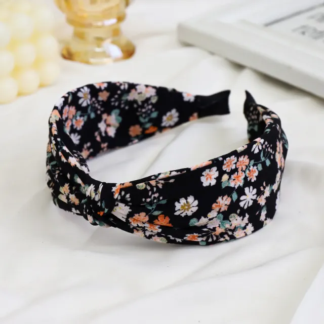 Fashion Printing Fabric Headwear Headband Trend Floral Black - Shop at LoveMi