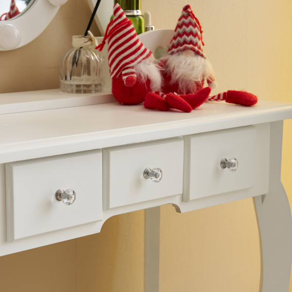 Kids Vanity Set With Mirror And Lights And Stool, 5 Storage Drawers, Pretend... 10