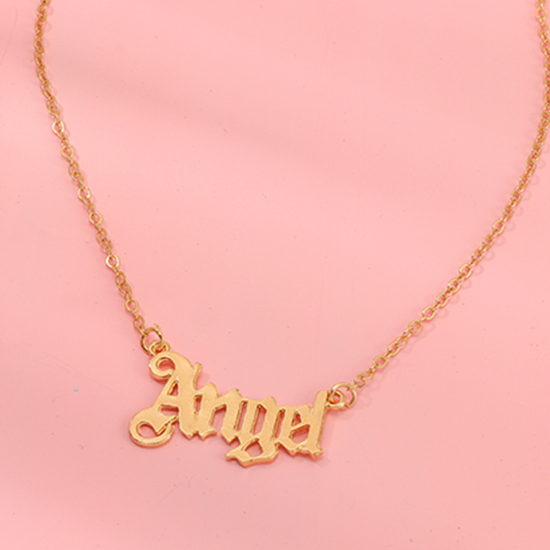 Simple Style Letter Angel Necklace Clavicle Chain